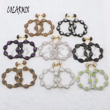 

5 Pairs Mix colors stone earrings flowers dangle earrings white Fashion jewelry for women gift for women earrings 4838