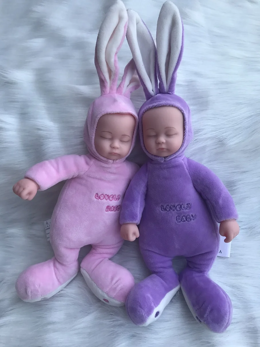 25cm Rabbit Plush Stuffed Baby Doll Simulated Babies Sleeping Dolls Infant Toy 