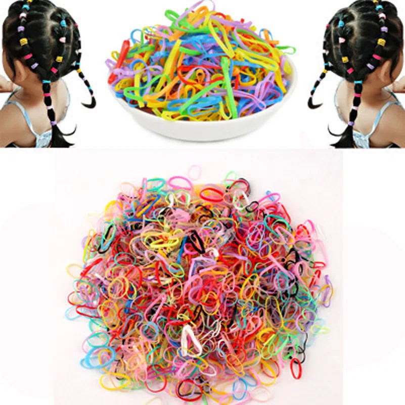 

100pcs/lots Candy Color Hair Ropes Child Kids Ponytail Holder Elastic Hair Bands Hair Accessories Rubber Rope Silicone Hairband