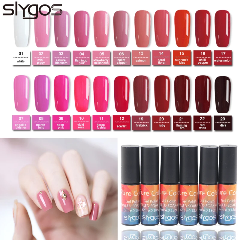 

SLYGOS Nail Art Design Manicure 84 Colors 6Ml Soak Off Lipsticks Portable Nail Gel Neon Solid Pure Glitter UV Gel Nail Polish