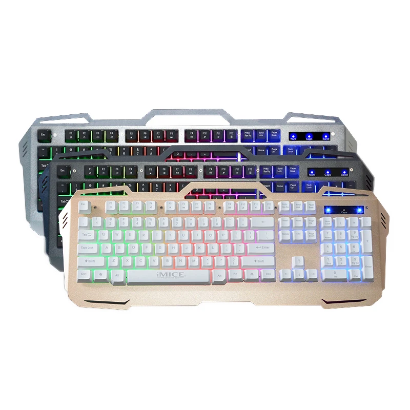 Wired USB gaming Keyboard 104 Keysbacklit keycaps Metal Panel Floating Backlit Keyboard Multimedia