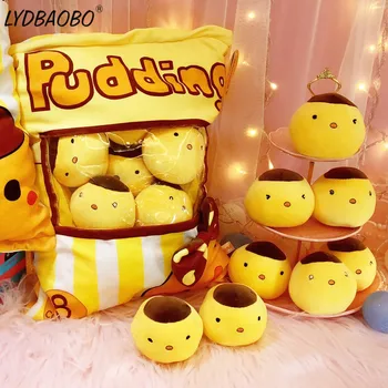 

LYDBAOBO 1PC 40*50CM Yellow Pudding Stuffed Cotton Plush Contain 8 Small Chicken Egg Pudding Toys Creative Design Kids Gift Doll