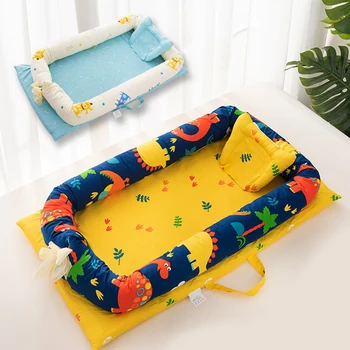 

Portable Newborn Baby Bed Bumper Infant Crib Cartoon Print Baby Best Travel Bed Nest Crib Cotton Cradle Children's Beds Babynest