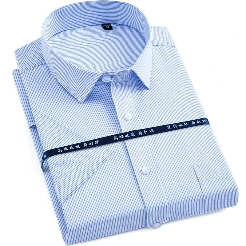 

4XL 5XL 6XL 7XL Plus Large Size Men's Business Short Sleeved Shirt Summer White Blue Black Smart Casual Male Social Dress Shirt
