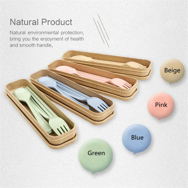 Набор посуды для путешествий из пшеничной соломы 3 шт./компл.|tableware dinnerware sets|dinnerware