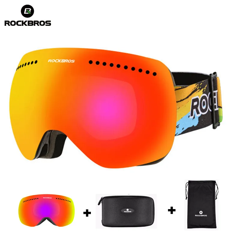 ROCKBROS Skiing Goggles Glasses Double Lens Windproof Anti fog Eyewear UV400 font b Snowboard b font