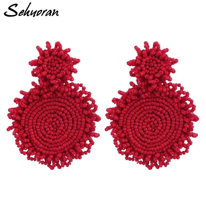 

Sehuoran Charm Statement Earrings Dopp Jewelry Earring Female 2018 New Personality Handmade Beads Earrings For Woman Retail HOT