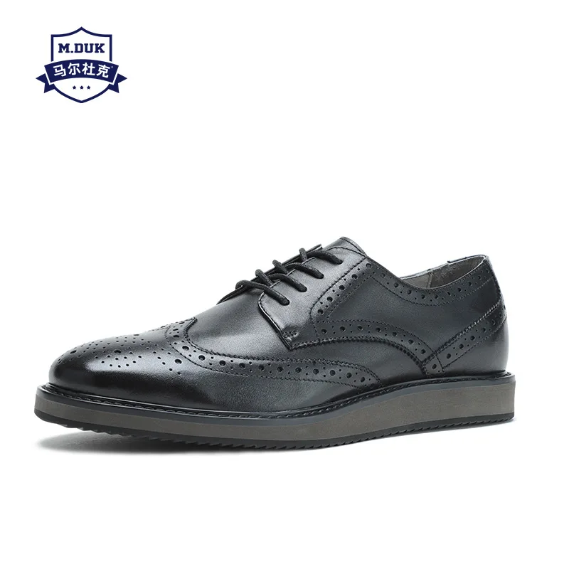 

men's shoes Genuine Leather casual shoes bullock carved business shoes autumn all-match cowhide Lace-Up Men Dress Shoes male