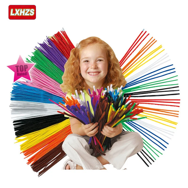 

New 100pcs Montessori Materials Chenille Children Educational Toy Crafts For Kids handmade art Colorful Pipe Cleaner DIY Toys