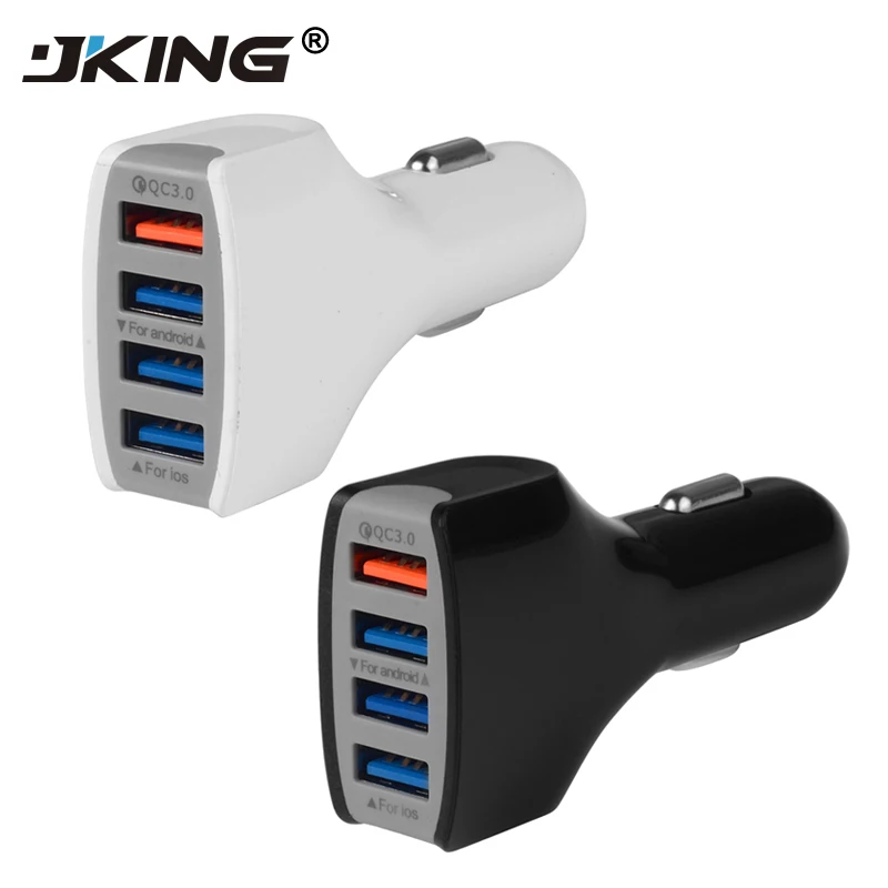 JKING QC3.0 Быстрый телефон заряд адаптер 4 Порты и разъёмы USB Автомобильное Зарядное