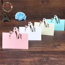 Big Heard Love 40pcs Bride and Groom Laser Cut Place Cards Wedding Name Cards Guest Name Place Card Wedding Table Decoration