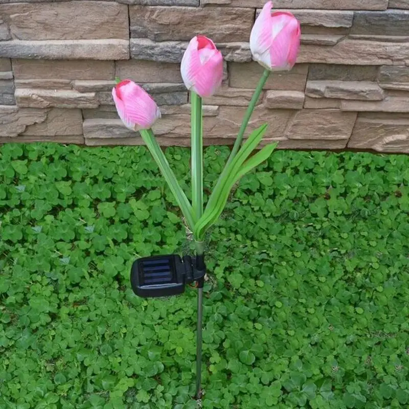 

Tulip Flower Style Solar Power 3 LED Light Garden Yard Way Lamp Outdoor Landscape Devoration Lamp E5M1