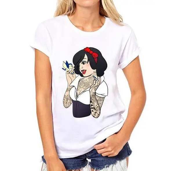 

Tattoo Princess Female T-Shirt 2018 Summer Women's Tops Shirt S-4XL Cotton Short Sleeve Clothes Tees F212