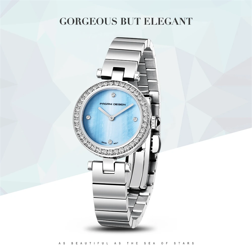 PAGANI DESIGN New Sapphire Luxury Brand Quartz Sports Women's Watch Stainless Steel Waterproof Dress Gold Watch Relogio Feminino