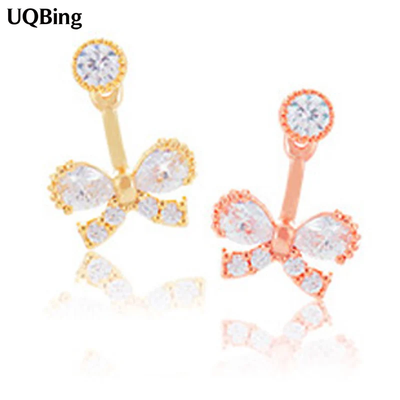 

Fashion BowKnot Stud Earrings Pure 925 Silver Crystal Stud Earrings Jewelry Pendientes Brincos Fashion Jewelry