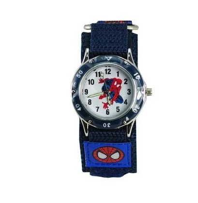 100 шт./лот,, 3D Мультяшные часы с человеком-пауком, модные спортивные наручные часы с нейлоновыми ремешками для мальчиков, студентов - Цвет: blue
