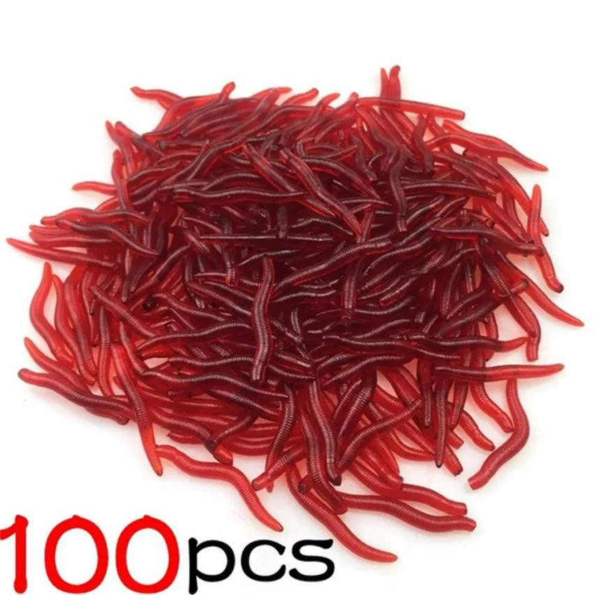 

100Pcs Fishing Bait Soft Lure Belly Chest Fork Dice Simulation Earthworm Tackle for fishing fly fishing material fishing lure