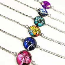 24 шт(12 стилей) дизайн дерево жизни стеклянные браслеты теплый цвет, холодный цвет ручной цепи для женщин девочек ювелирные изделия оптом