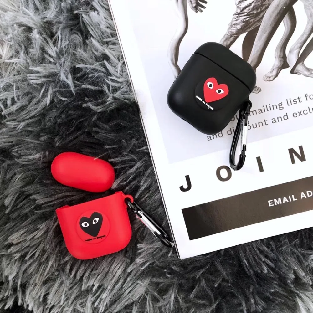 

Fashion Street brand CDG Play Comme des Garcons soft shell plastic Headphone Earphone Case For Apple Airpods Accessories cover