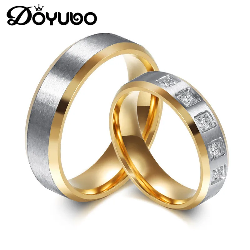 Кольца DOYUBO из титановой стали золотого и серебряного цвета с гравировкой