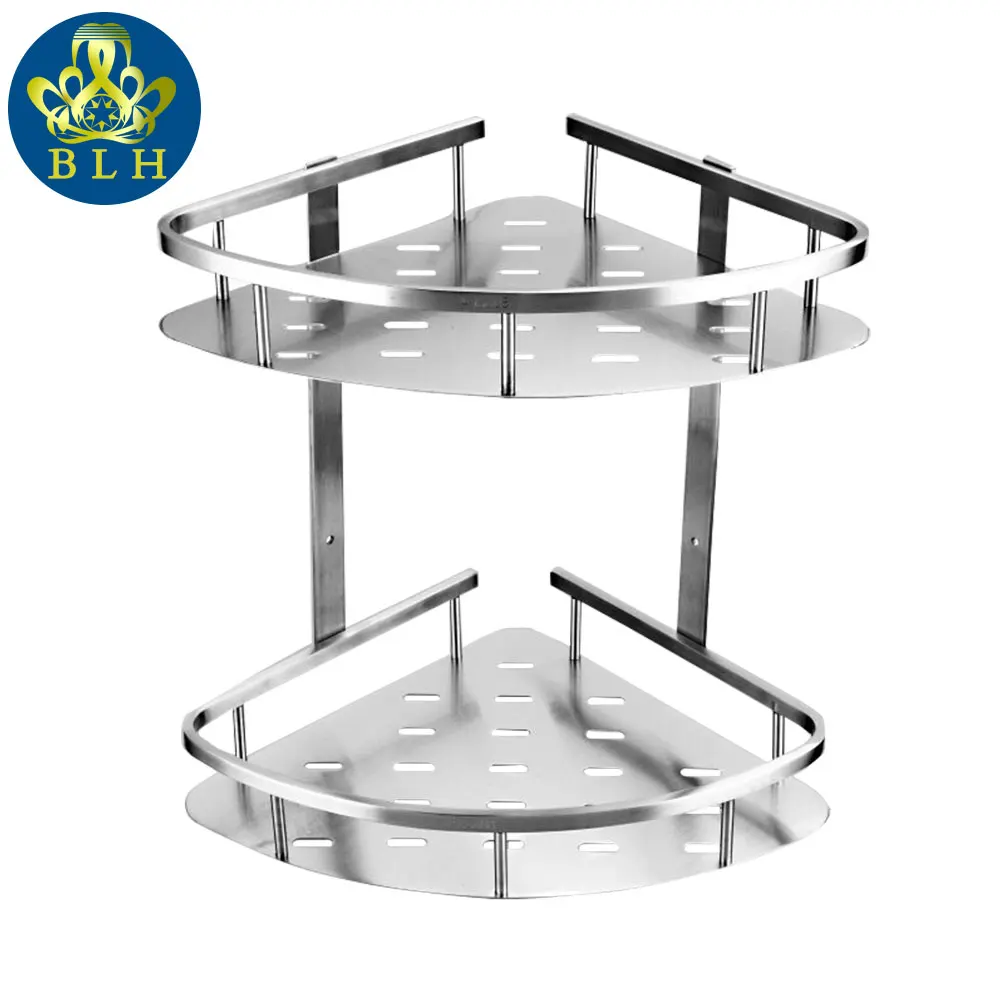 BLH 821 Double Tier Brushed Nickel Stainless Steel Wall Bathroom Shelf