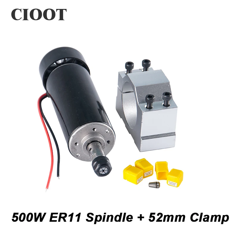 

Free Shipping Air Cooled Spindle 500W CNC Router Spindle Motor + 52mm Clamp + 3pcs ER11 Collet For Milling Machine Tools
