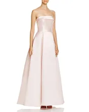 Rosa Satin Lange Partykleider Trägerloses Eine Linie Bodenlangen Abendkleider Auf Verkauf Einfache Zipper Zurück Sexy Prom Kleider günstige