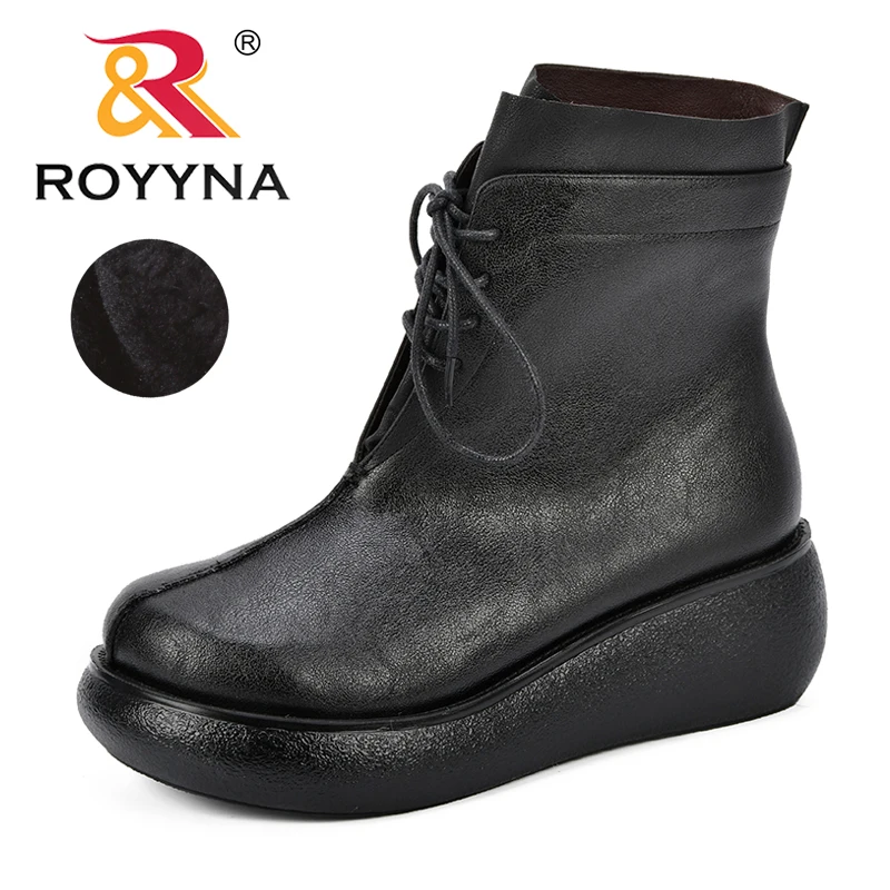 

ROYYNA New Fashion Leather Boots For Women Mid-Calf Boots Spring Autumn Martin Boots Women's Shoes Thick Short Boots Comfortable