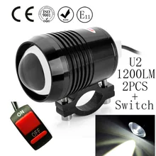 1pair 30W Motorcycle Headlight Motorbike spotlight CREE chip U2 LED Driving Fog Spot moto Head Light Lamp 2 Color w/ switch 2017