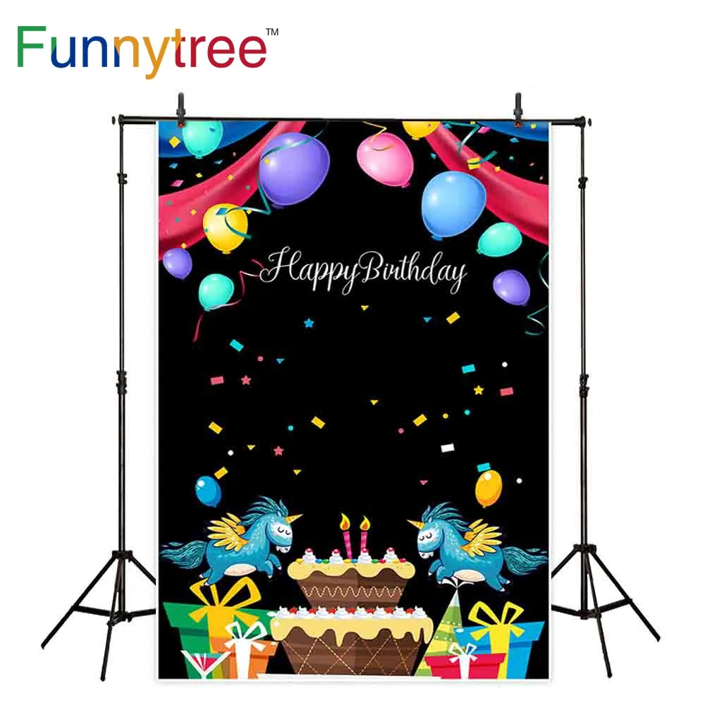 Фотофон Funnytree черный красочный конфетти для воздушного шара лента Торт ребенок
