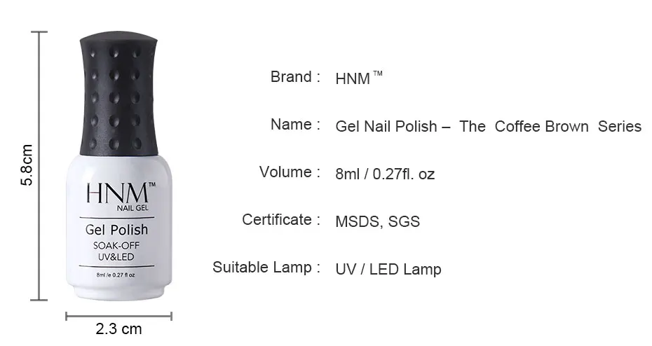 HNM гель для ногтей 8 мл Гель-лак для ногтей кофейная Коричневая серия Гель-лак УФ-и светодиодный перманентные эмалы гель лак замачиваемый полуклей