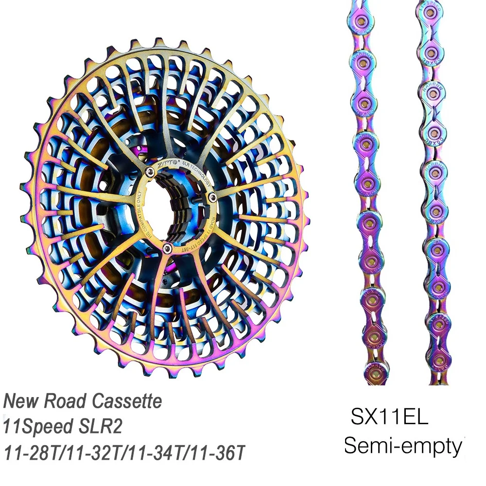 

Road Bike 11S Groupset Colorful 11 Speed SLR2 Cassette 28T/32T/34T/36T Freewheel SX11EL 11S Chain Group Set Bike Parts