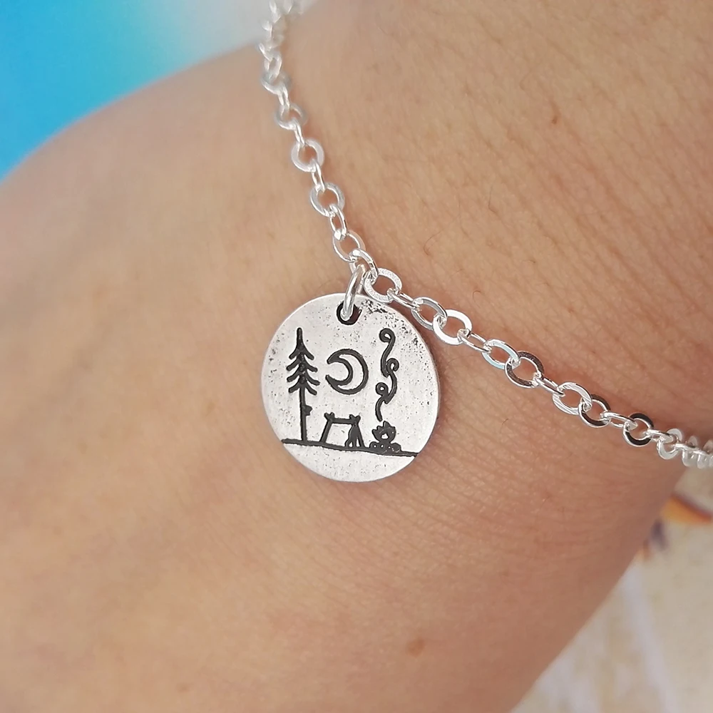 SanLan Lovely Camping under a big bright moon camping necklace outdoor