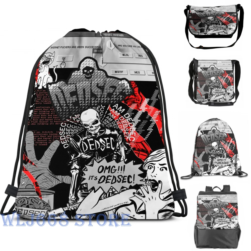 

Funny graphic print shoulder Bags women Dedsec Design #1 Single shoulder backpack travel for men Gym Bag