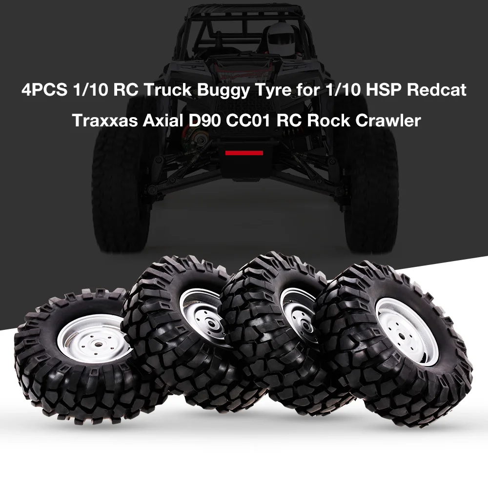 RC Cars 4PCS RC Truck Buggy Tyre for 1:10 HSP Redcat Traxxas Axial SCX10 RC4WD D90 CC01 RC Rock Crawler Parts