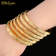 Ethlyn 6Piece/Lot Party Costume Arab Eyes Gold Color Openable Charm Bracelets For Women Bangle Jewelry Bracelets & Bangles B039