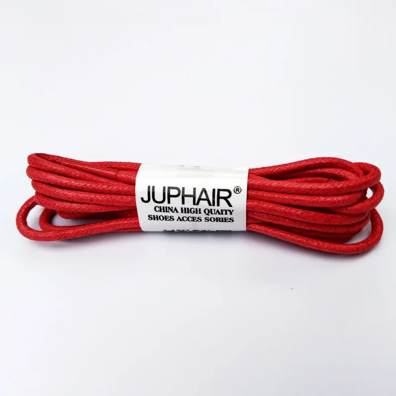JUP1-12 Pair Red High Quality Unise Laces Waxed Round Shoelaces Sneaker Solid Polyester Twisted Boots Shoes Brand Fashion Sports