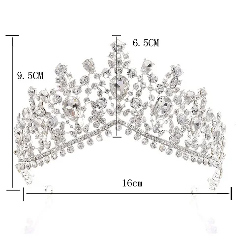 Grandes Europeus Coroas Tiara de Casamento Da Noiva Prata Banhado de Cristal Austríaco Grande Rainha Do Cabelo Do Casamento tiara Acessórios (2)