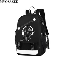 Man Luminous Backpacks Canvas School Book Bags Computer Backpack Large capacity Women Student bag kisumater matt color backpacks women bag geometry sequins folding luminous baobao backpack student s school bag free shipping