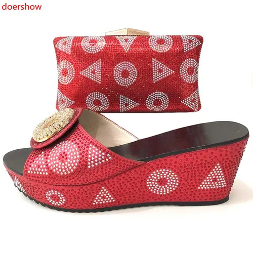 

doershow Italian Shoe with Matching Bag Sets African Woman Matching Italian Shoe and Bag Set Nigerian Shoes and Bag Set!KL1-14