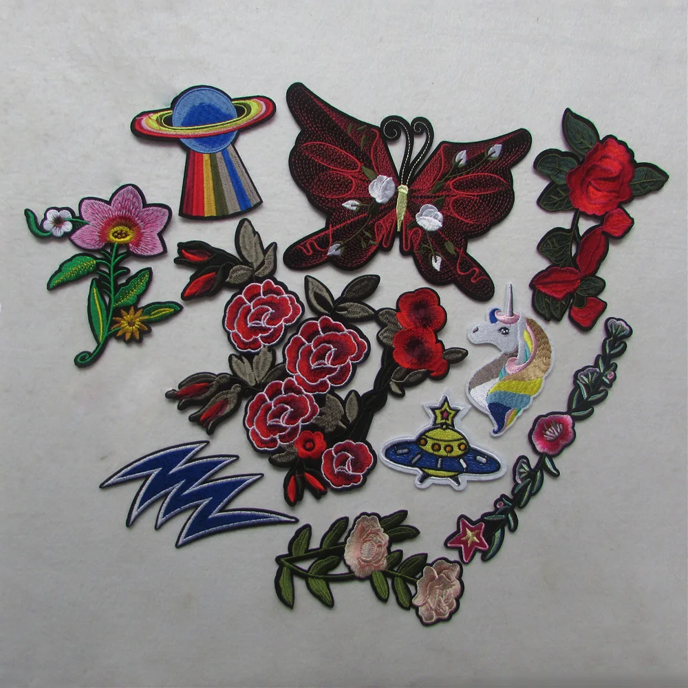 

hot DIY Iron On Flower Patches flower Clothes Patch Sewing Sequins Applique butterfly fashion Motif New Hotfix Garment Stickers