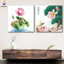 DIY Раскрашивание картины по номерам с цветами небольшой свежий розовый лотос Картина Рисунок Живопись по номерам оформлена дома