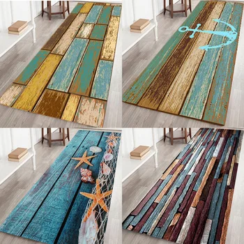 

New Retro Kitchen Bath Bathroom Shower Floor Door Mat Rug Anti-Slip Wood Strip vintage