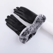 Однотонные черные клетчатые перчатки для взрослых женщин модные наручные перчатки из натуральной кожи овчины женские перчатки для вождения