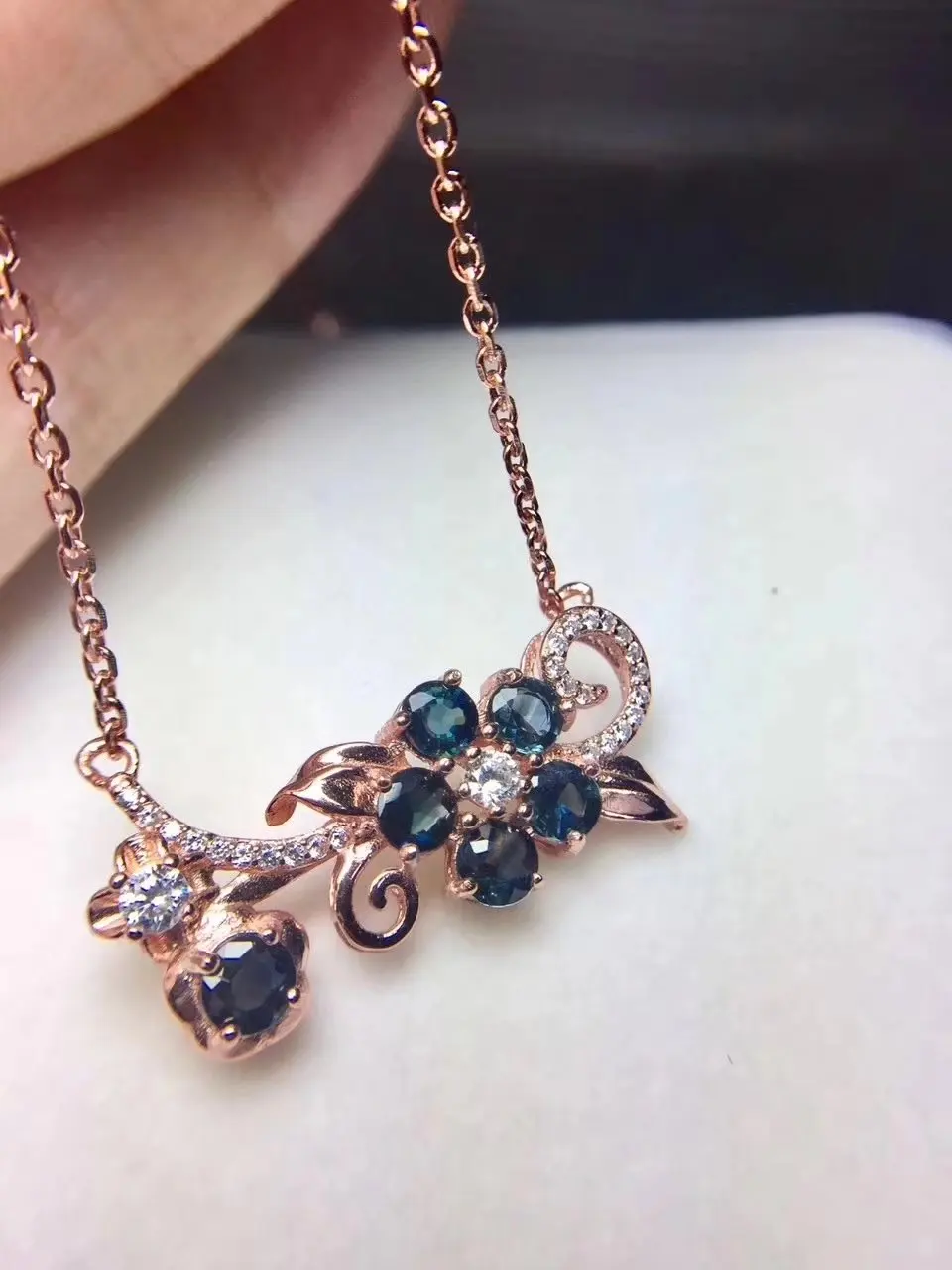 Верность естественно 4 мм сапфир s925 серебро Подвески Цветы fine jewelry gfit для женщин натуральный синий драгоценный камень