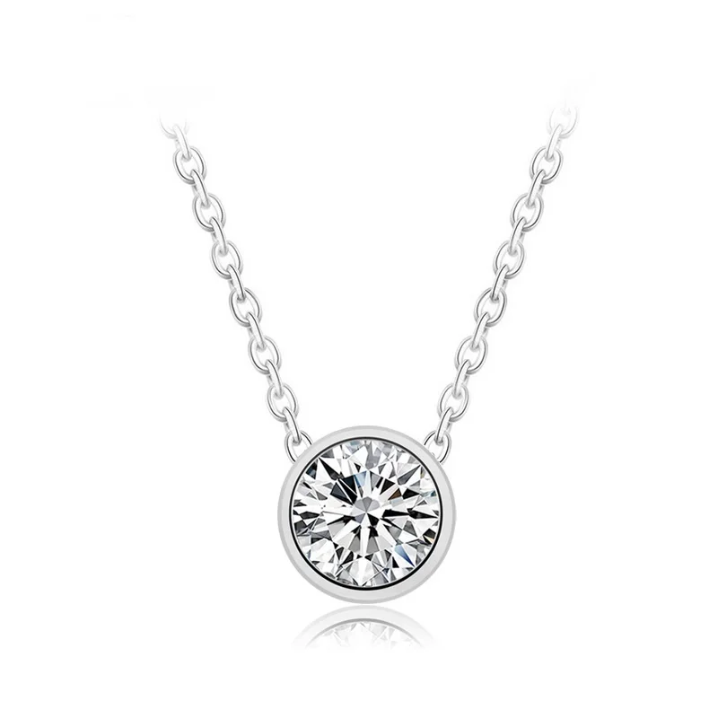 

Fashion Jewelry Genuine 925 Sterling Silver Pendant Cubic Zirconia Shiny Solitaire CZ Hearts and Arrows Cut Friendship Pendant