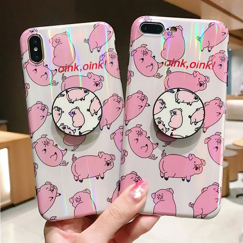 

Beautiful Piglet Cartoon for iPhone 7 back case silicone cute patterned Case for iPhone 6 6s 7 Plus xs max 8 Plus XR XS