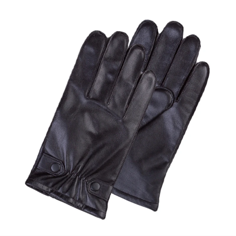Gours перчатки зимние модные новые мужские перчатки из натуральной кожи перчатки из козьей кожи две кнопки черные плюс бархатные теплые GSM033