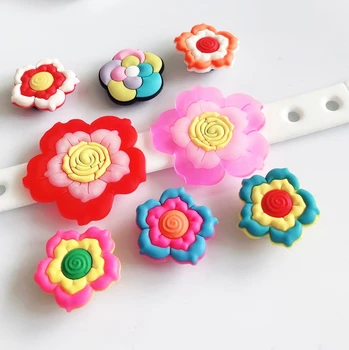 

CCOR 10PCS PVC Cute Colorful Flower Shoe Charms Fit Kid's Cross Shoes, Cross Bracelets, Shoe Accessories, Children gift