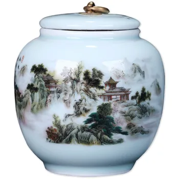

Chinese Tea Caddy Box Porcelain Sealed Kung Fu Tea bottles & jars Storage Canister Decorative Vase